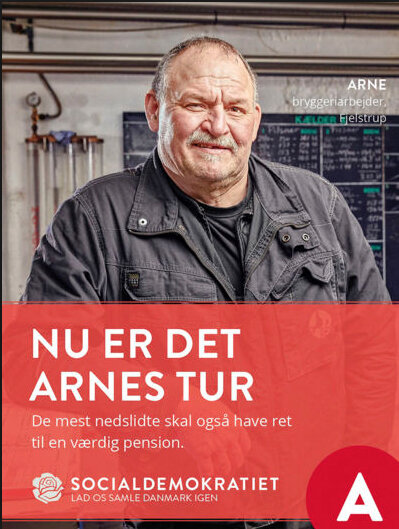 Das Plakat der Sozialdemokratie mit Arne Juhl während des Wahlkampfes